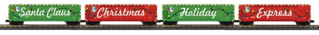 4-Car 50’ Double Door Plugged Boxcar Set With LED Lights Set