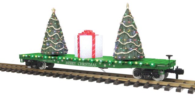 Flat Car w/Lighted Christmas Trees