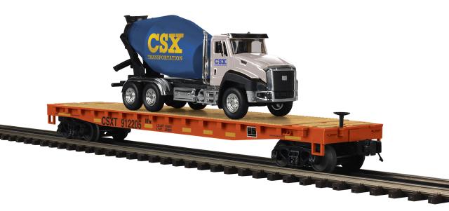 Premier flat car with construction load
