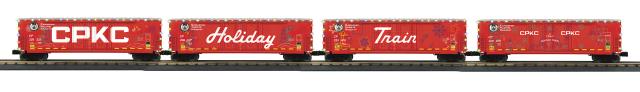 RailKing    	 4-Car 50’ Double Door Plugged Boxcar Set With LED Lights Set