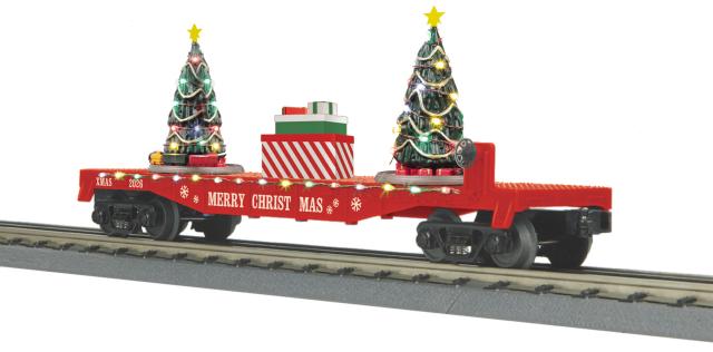 RailKing Flat Car w/Lighted Christmas Trees