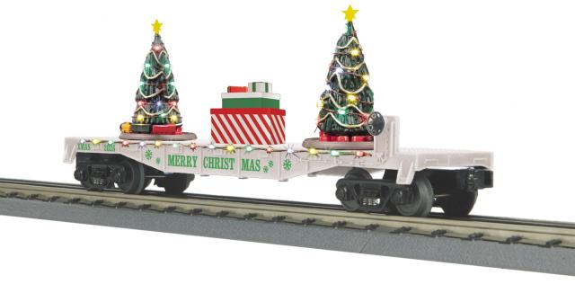 RailKing Flat Car w/Lighted Christmas Trees