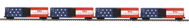 4-Car 50' Waffle Box Car Set