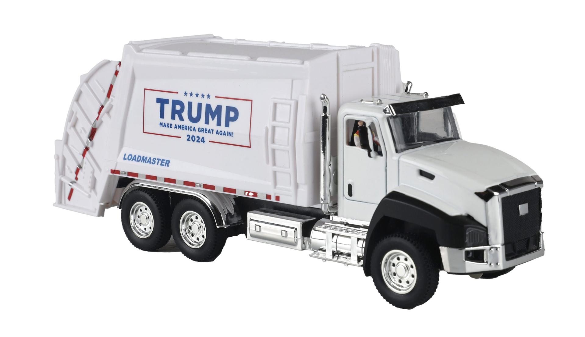 Donald J Trump O Scale Premier Flat Car with Garbage Truck MTH Trains
