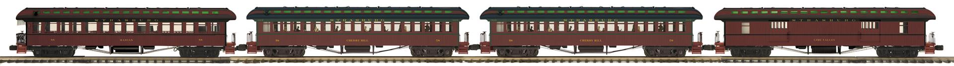 Premier 4-Car 64’ Woodsided Passenger Coach Set