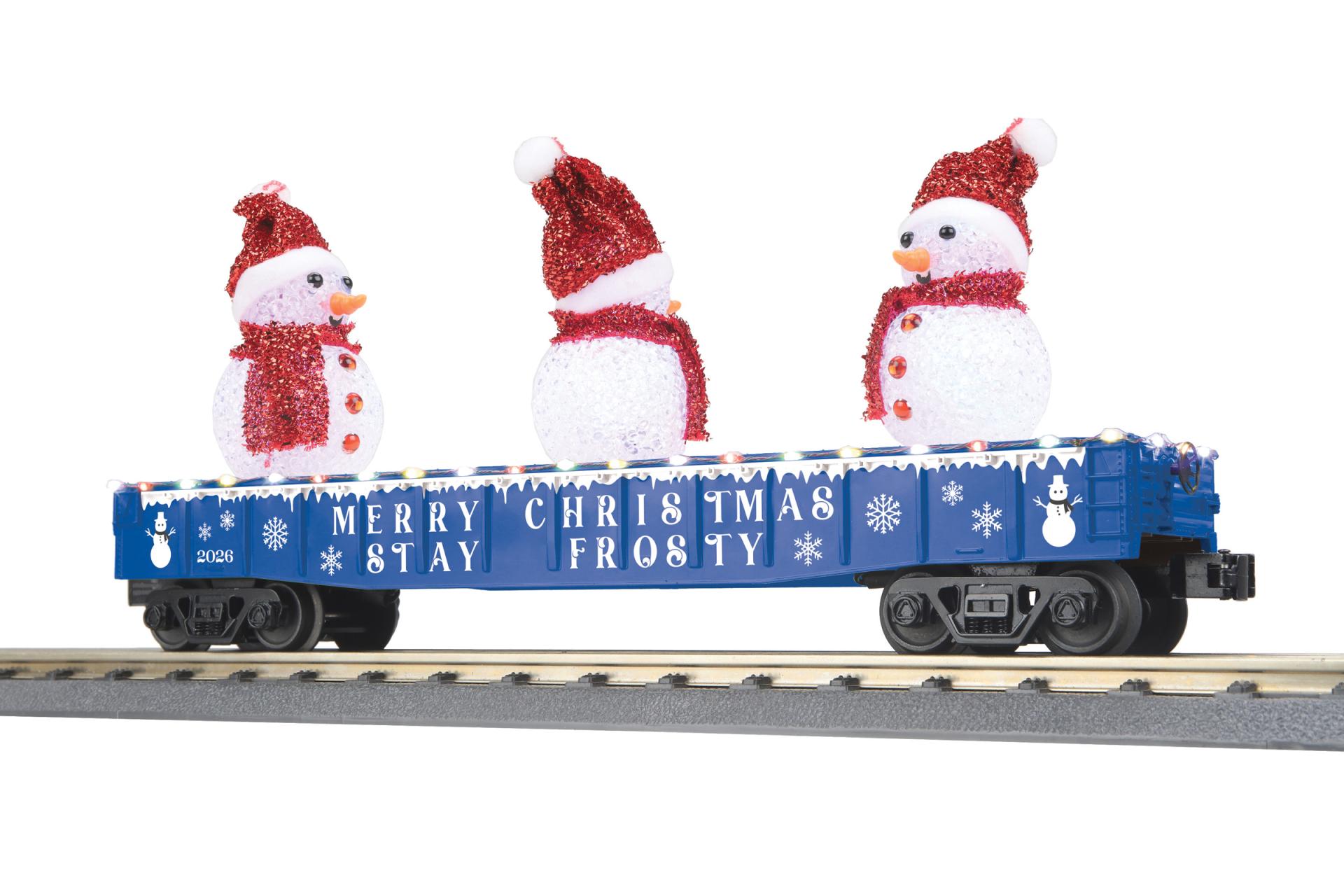 RailKing Gondola Car w/LED Christmas Lights & Lighted Snowmen