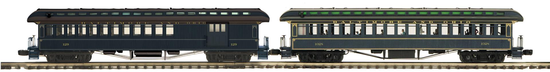 O Scale Premier Baltimore & Ohio 2-Car 64' Woodsided Passenger Add
