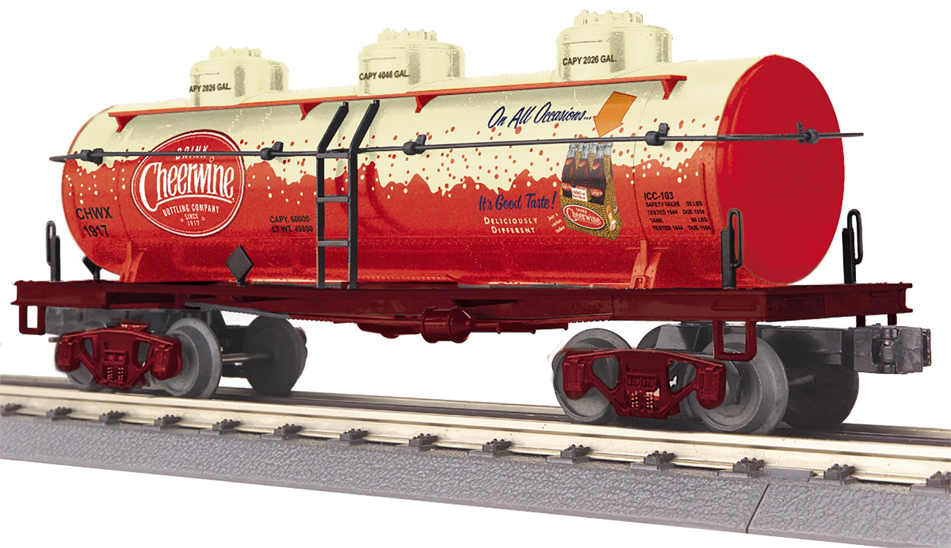 O Gauge RailKing Cheerwine 3-Dome Tank Car | MTH Trains