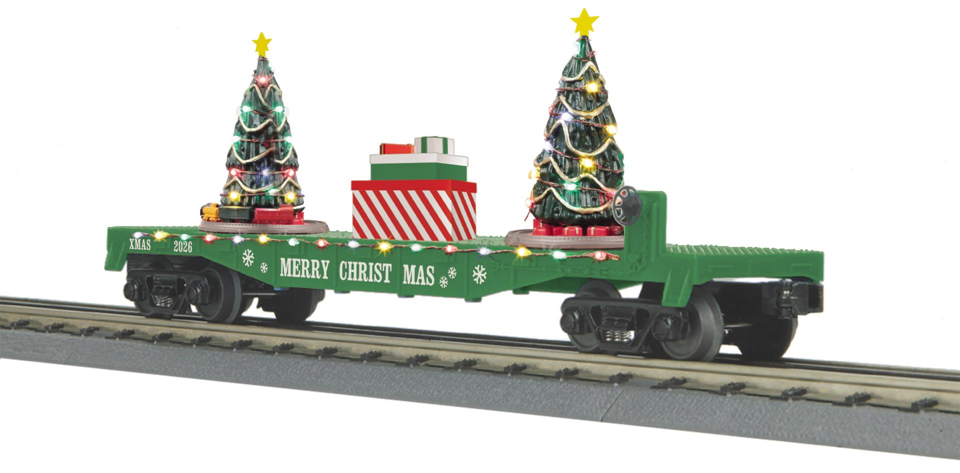 RailKing Flat Car w/Lighted Christmas Trees