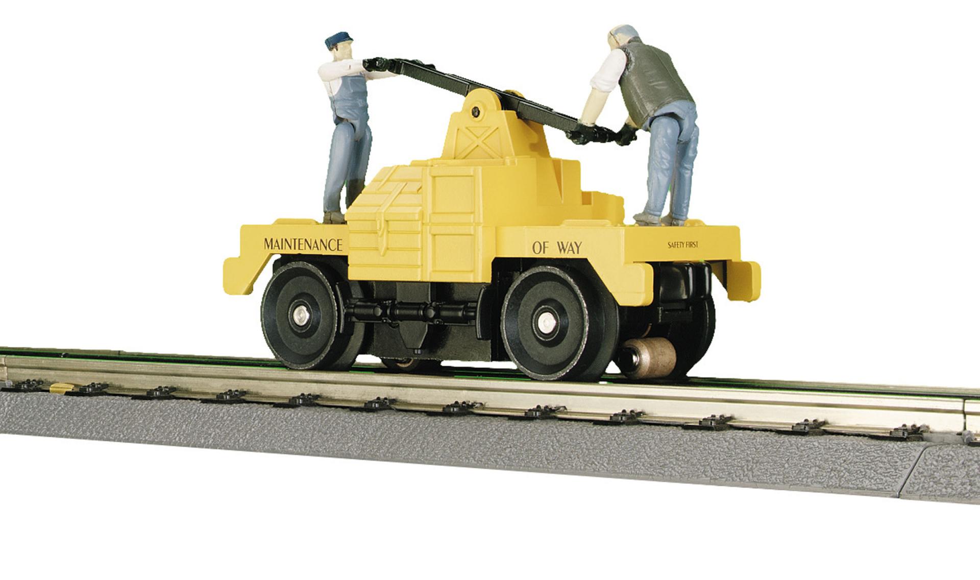 Yellow W 2 Figures Operating Hand Car MTH Trains yellow-w-2-figures-operating-hand-car-mth-trains