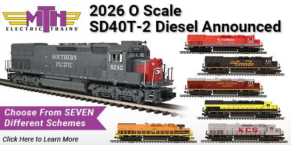 2026 O Scale Premier SD40T-2 Tunnel Motor Diesel Locomotive
